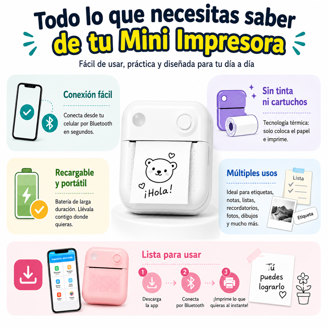 Mini Impresora Térmica de Bolsillo Portátil